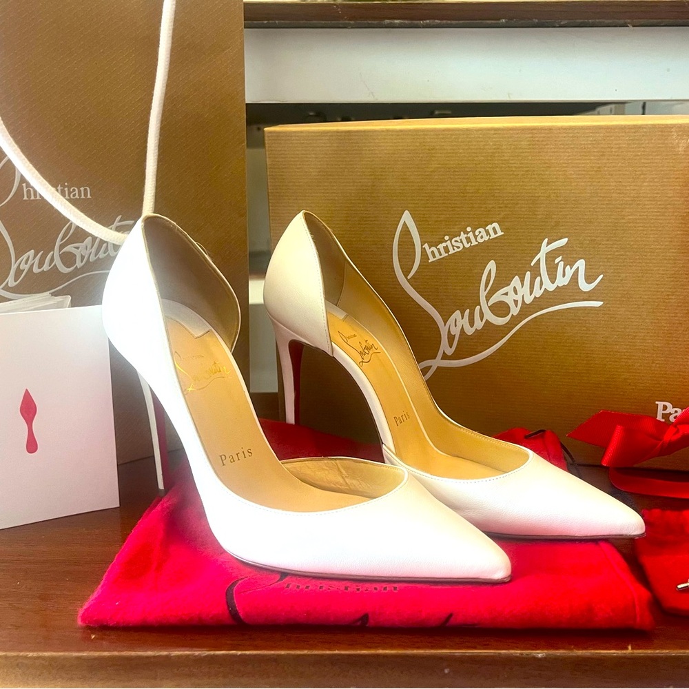 Christian Louboutin White Patent Leather Stiletto Heels